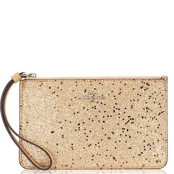 Coach Handbags - NEW COACH GOLD STAR GLITTER SMALL WRISTLET